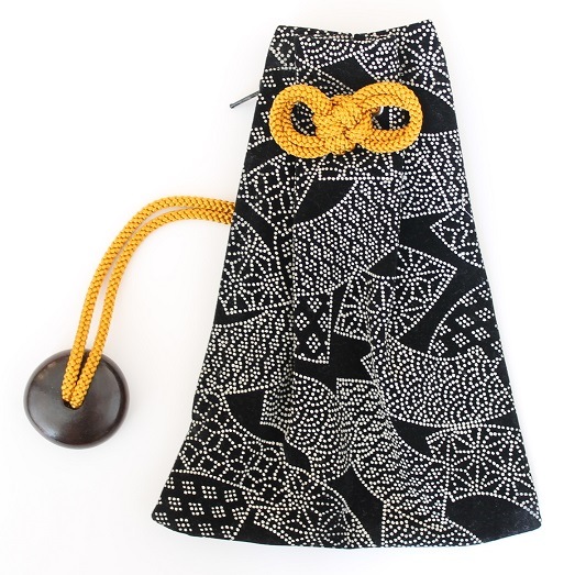 腰下げ巾着袋／印伝調「扇」〈白〉など祭り用品の製造卸・販売『まる和日本橋』