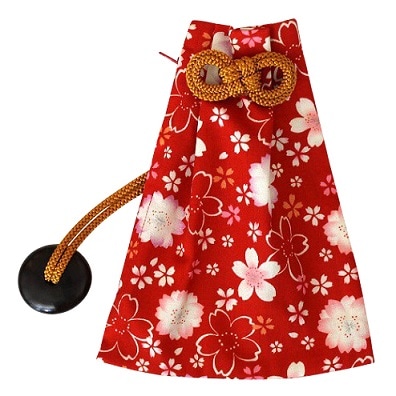 腰下げ巾着袋／鯉口柄 「満開桜（紺）（赤）(黒)」