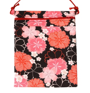 ポシェット〔大〕／鯉口柄 「牡丹桜（黒）（紫）（白）」