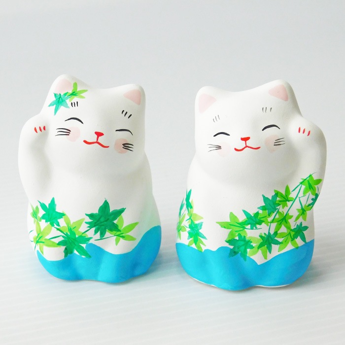 猫雑貨 置物 夏ギフト 猫グッズ ハンドメイド 夏の招き猫 贈り物 柄