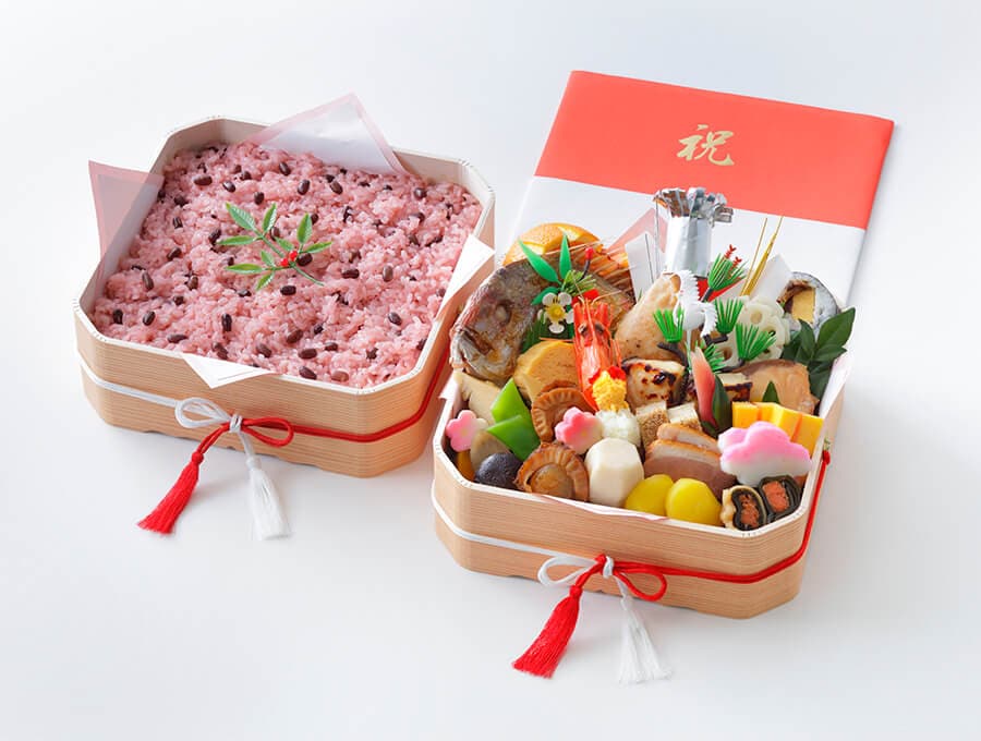 祝折詰(料理折+赤飯折 二段) 6.8寸