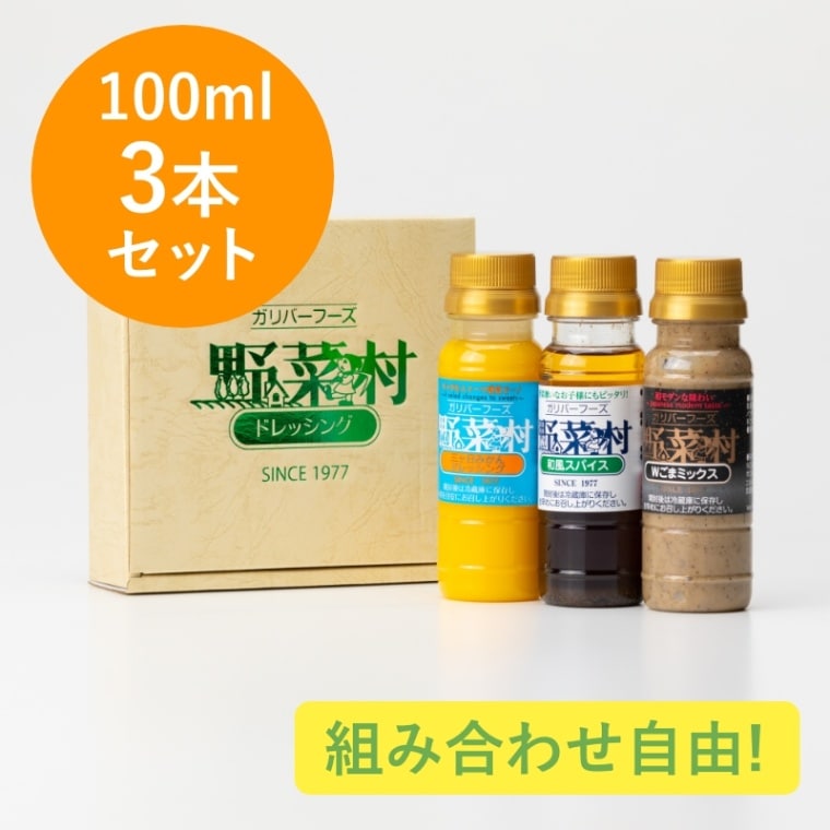 【送料無料】野菜村ドレッシング 手土産セット（100ml×3本）　2セット～注文可