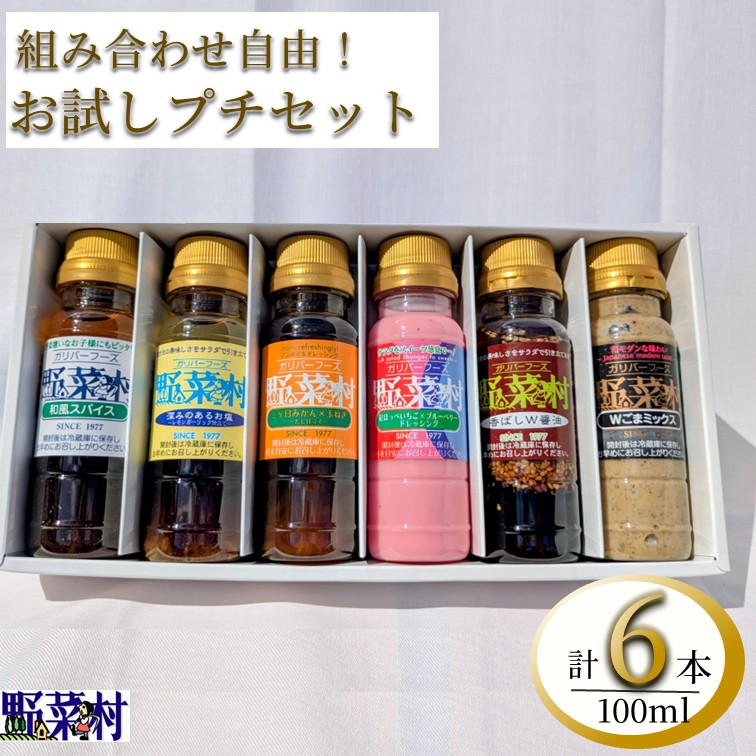 【送料無料】野菜村ドレッシング お試しプチセット（100ml×6本）　