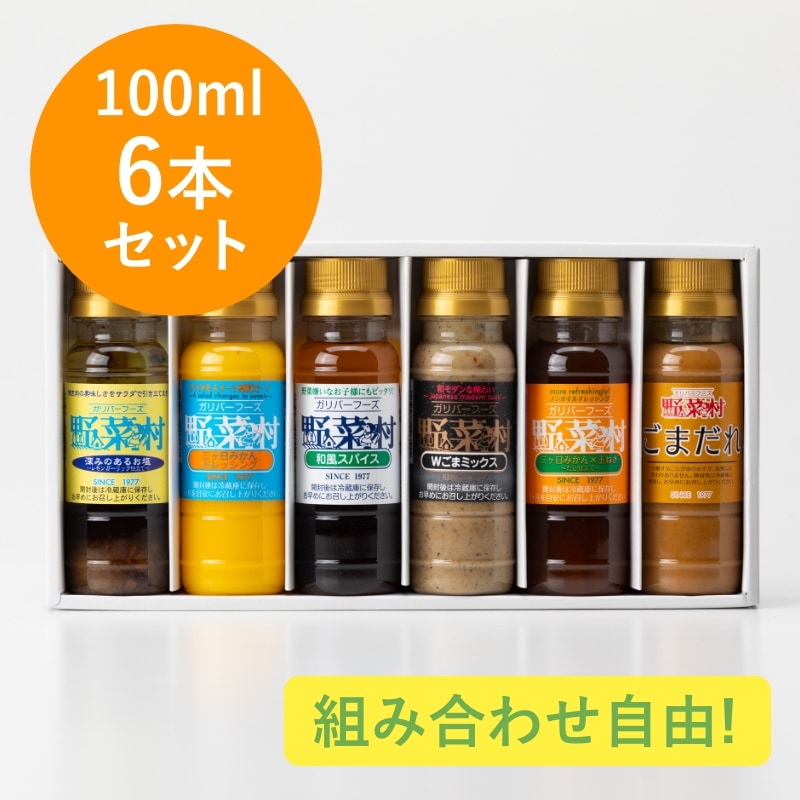 【送料無料】野菜村ドレッシング お試しプチセット(100ml×6本)