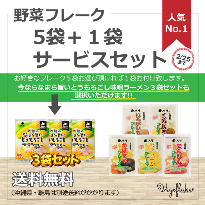 野菜フレーク5袋＋1袋サービスセット 合計6袋！ | 野菜フレーク,5袋