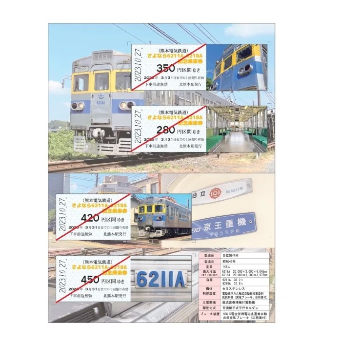 【現在使用不可】熊本電気鉄道　6211号車引退記念乗車券【在庫残りわずか】