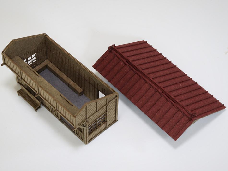【着色済ペーパー製組立キット】　無人駅A(1/150)（梅桜堂クリックポスト対象商品）