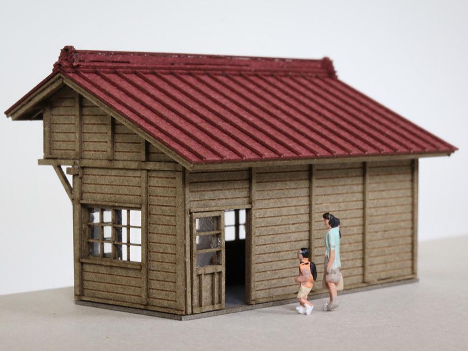 【着色済ペーパー製組立キット】　無人駅A(1/150)（梅桜堂クリックポスト対象商品）