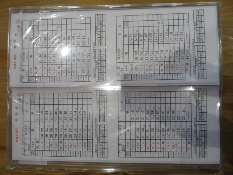 運転士使用のダイヤ札　〈3ダイヤ〉