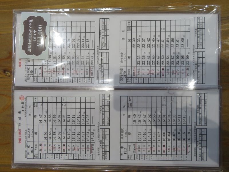 運転士使用のダイヤ札　〈4ダイヤ〉