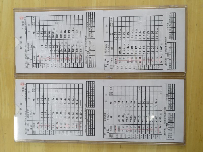 運転士使用のダイヤ札　〈1ダイヤ〉