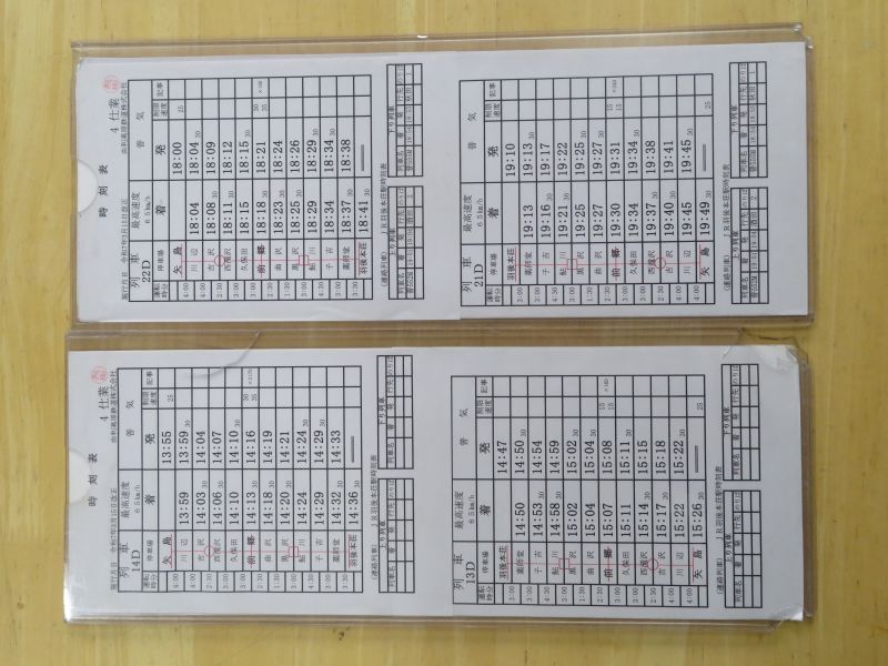 運転士使用のダイヤ札　〈4ダイヤ〉