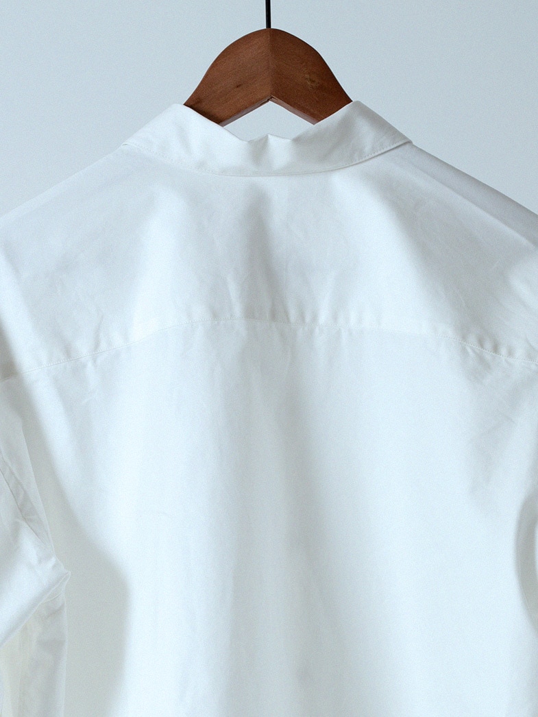 yaunn｜ブルゾンタイプ シャツ 白／COTTON JACKET LIKE SHIRT