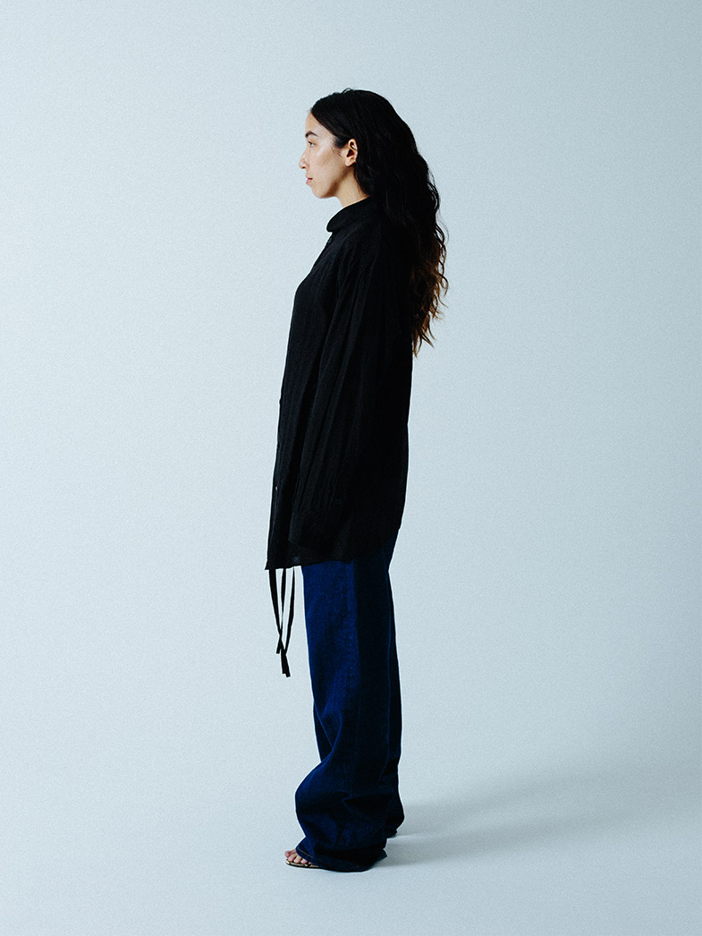 yaunn ɥ졼  DRAPE SHIRT BLACK