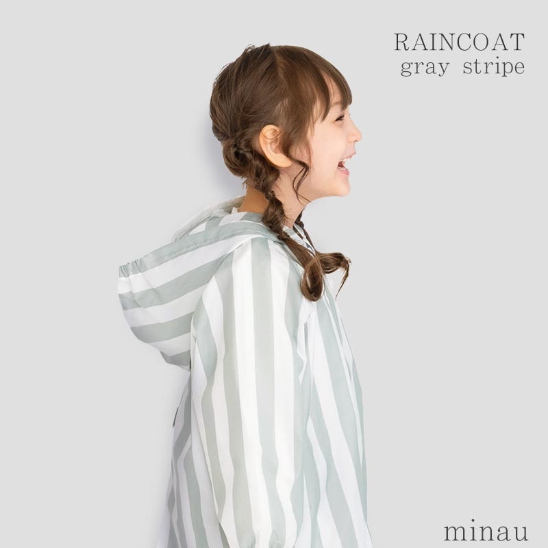 レインコート stripe-gray minau