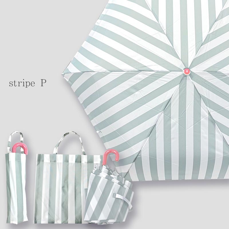 折りたたみ傘 stripe-gray minau