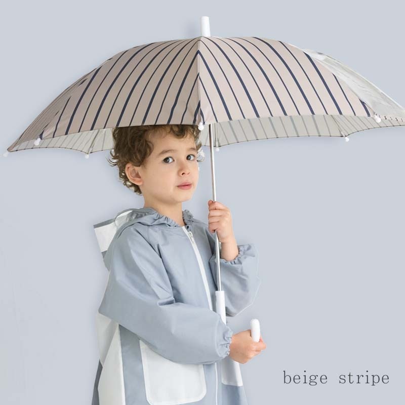 長傘 beige-stripe beige-check heart minau