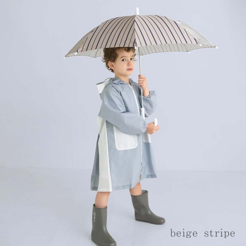 長傘 beige-stripe beige-check heart minau
