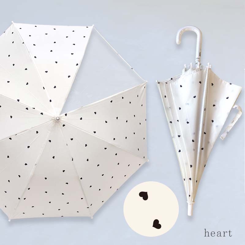 長傘 beige-stripe beige-check heart minau