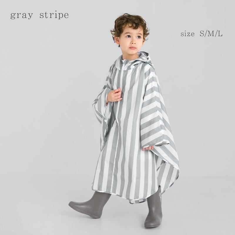 Stripegray レインポンチョ minau