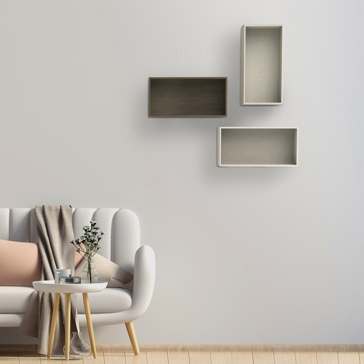 【 V-TISS LIGHT #009 】 遊び心ある浅めの飾り棚　３個セット