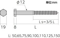 ラグスクリューボルト 1P L=125 ［10本］|Ｚ・構造用金物|建築金物