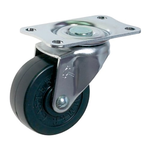 キャスター 自在 ゴム車輪 (プレートタイプ) 420E-R100 ［2個］ねじ式