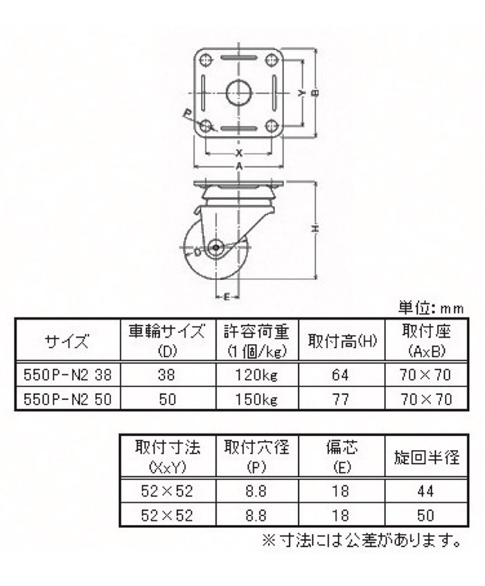 ない様キャスター 内村製作所 NO.103AF-N = タキゲン K-100AF-50-N : キャスター市場