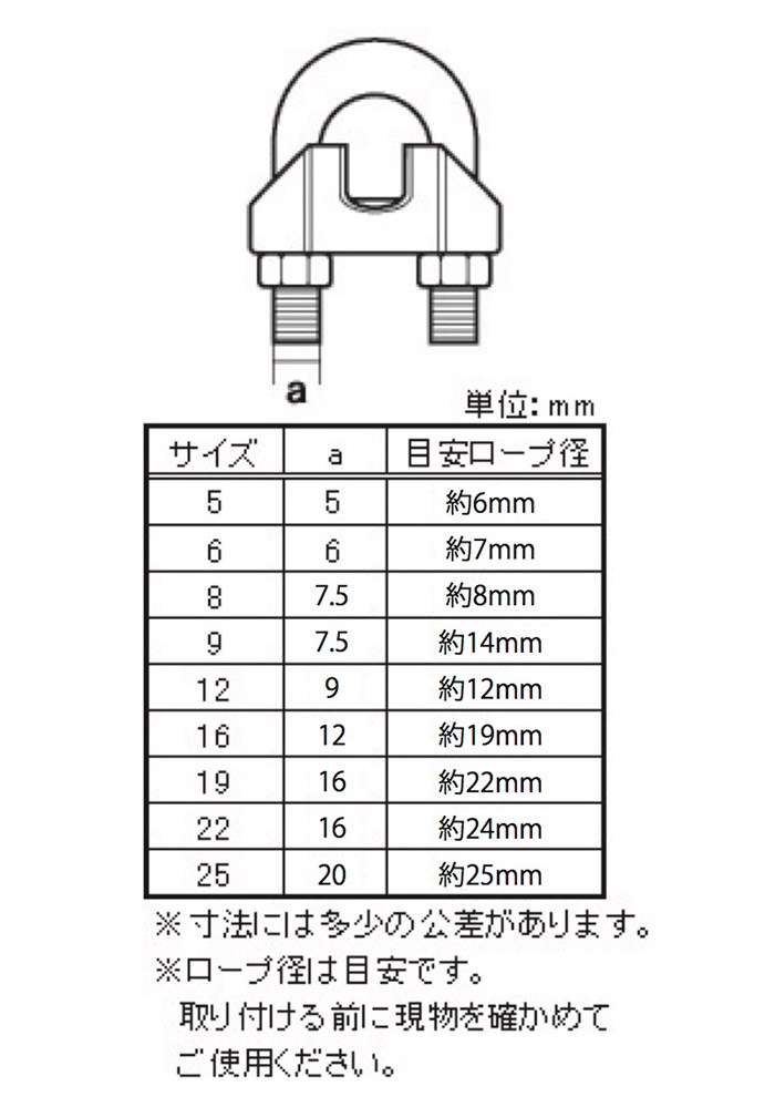 ワイヤーグリップ ユニクロ 3mm ［10個］吊・ロープ・チェーン金具