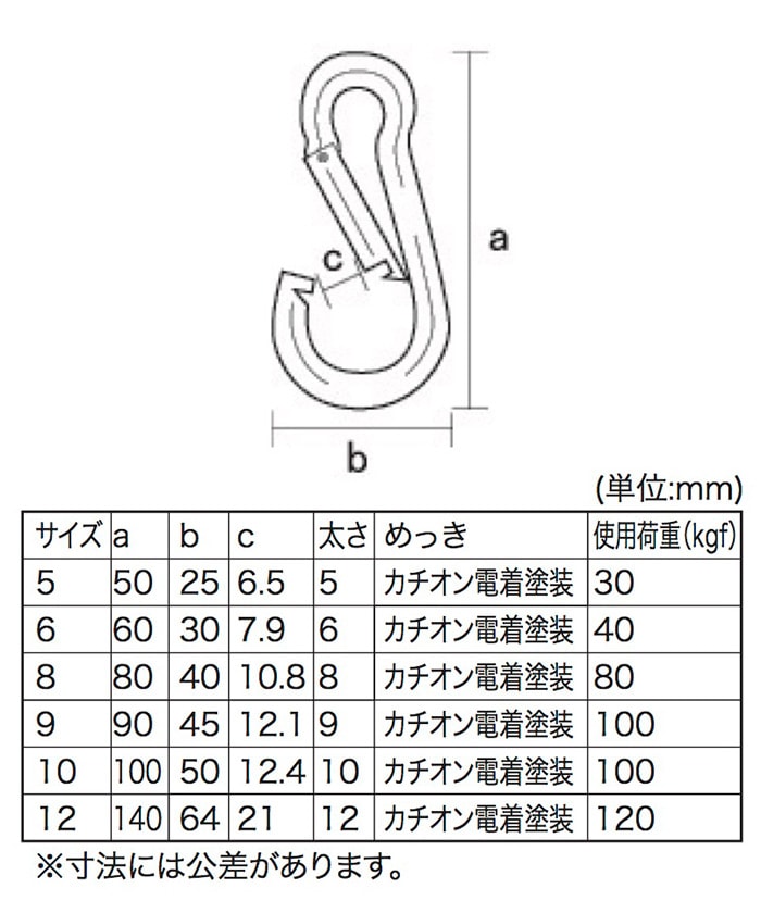 セイフティーフック B型 黒 10 ［5個］セイフティーフック |ネジ