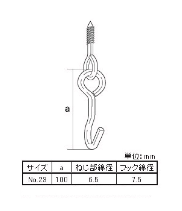 ハンモックフック NO.23 ［5個］ハンモック用金具 |ネジ・ボルト・DIY