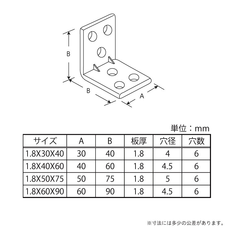 ステンレス 幅広金折リブ付き 1.8×30×40 ［5個］金折 |ネジ・ボルト