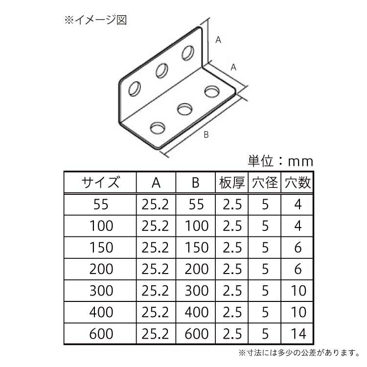 両面横長アングル 400 ［5個］アングル（隅金具） |ネジ・ボルト・DIY