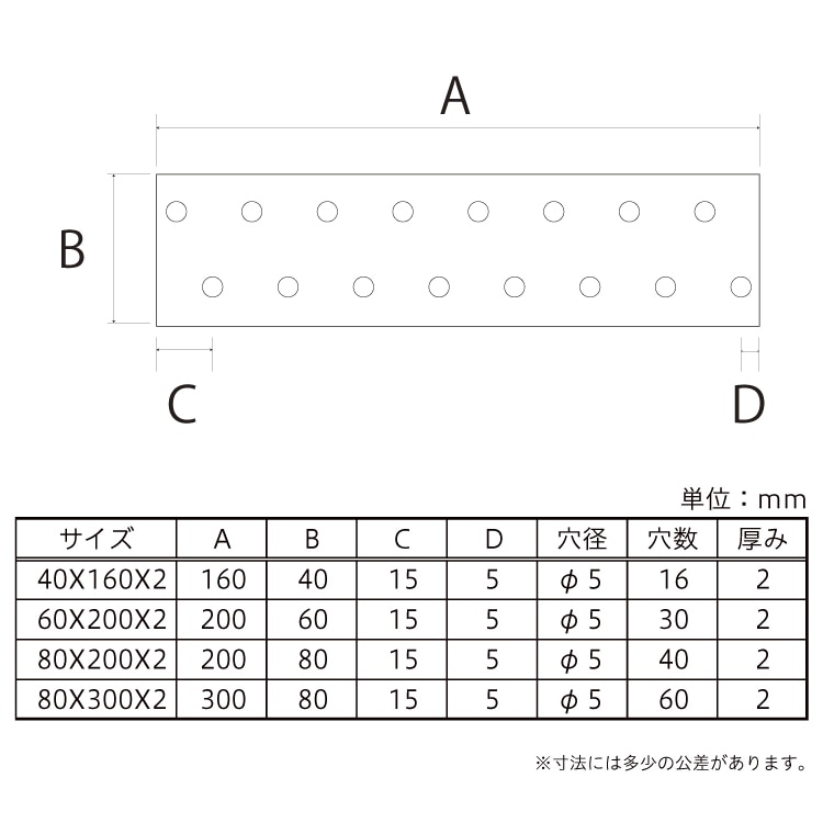 G-釘穴プレート 80×300×2 ［10個］G金折・短尺 |ネジ・ボルト・DIY