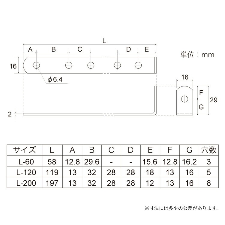 曲板 No.60 L-120 ［5個］補助金具 |ネジ・ボルト・DIY金具の YHT NET