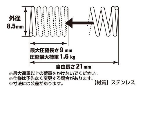 押バネ 0.9 8.5×21 ［2個］ #ばね押ばね |ネジ・ボルト・DIY金具の YHT