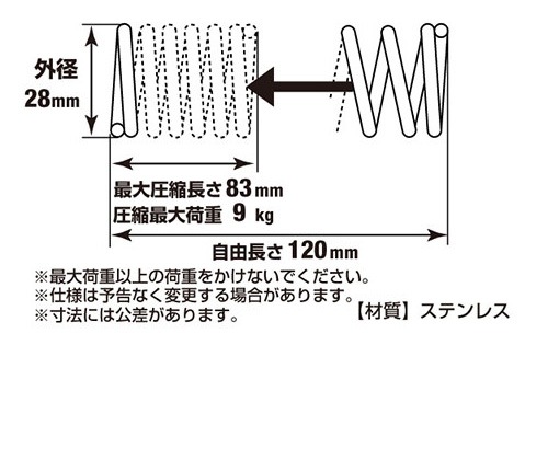 押バネ 2.6 28×120 ［1個］ #ばね押ばね |ネジ・ボルト・DIY金具