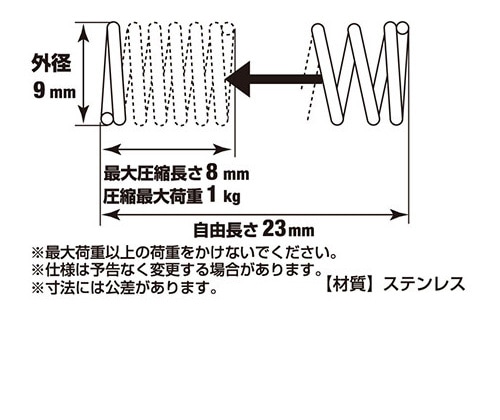 押バネ 0.8 9×23 ［2個］ #ばね押ばね |ネジ・ボルト・DIY金具の YHT