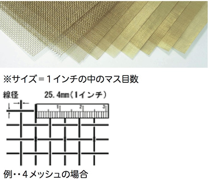 真鍮金網 20メッシュ 200×300 ［1枚］メッシュ・パンチング板 |ネジ