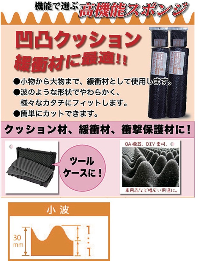 凹凸クッション30小波 910×1820 ［2個］スポンジ・吸音材（大判