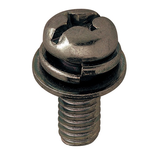 座金組込 (＋－)なべ小ねじP-4 三価黒亜鉛 RoHS対応 三価ブラック ナベ