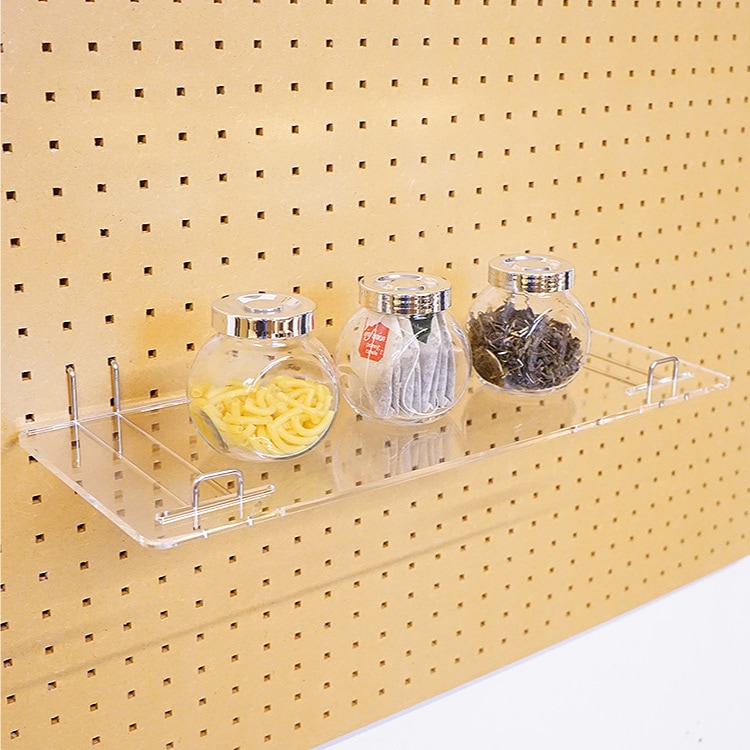 有孔 Wバーフック141mm用棚板 アクリル透明 奥行165X幅425X厚5mm