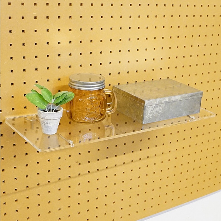 有孔 バーフックシングル150mm用棚板 アクリル透明 奥行165X幅425X厚