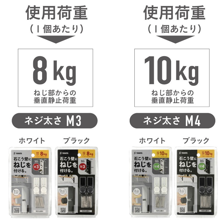 金具用石こうピンLONG黒【2個入り】 M3x10 #石こう壁 金具用 DIY