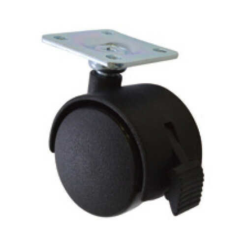 双輪キャスター ストッパー付 50 ナイロン ［4個］双輪キャスター