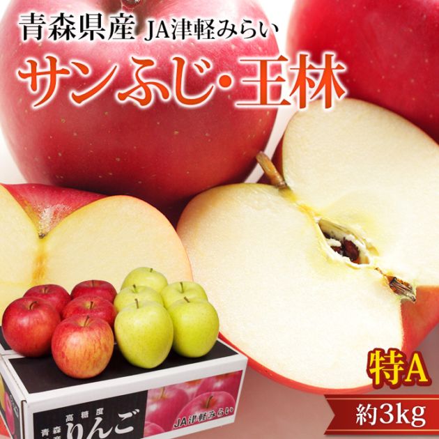 りんご サンふじ 王林 MIX 特A 約3kg 9～12玉 青森県産 産地直送<br