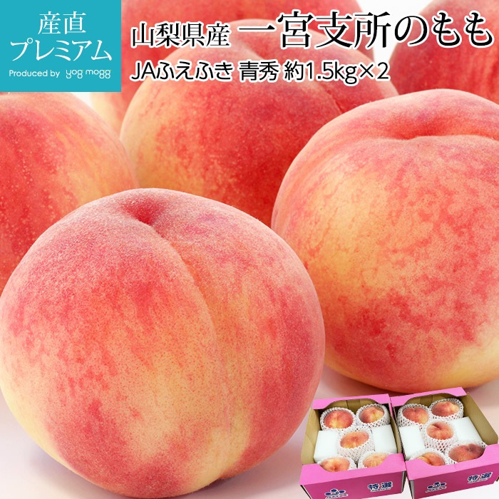桃 一宮支所のもも 青秀 約3kg（約1.5kg（5～6玉）×2箱） 山梨県産<br