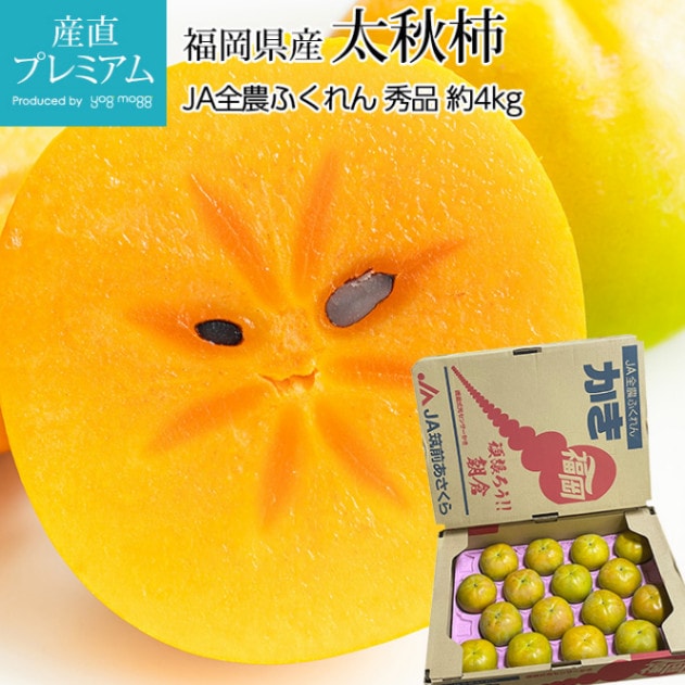 粛粲寶　額装【果物・フルーツ】(新潟県) 柿 太秋柿 秀品 約4kg 14～18玉 福岡県産<br>【かき カキ