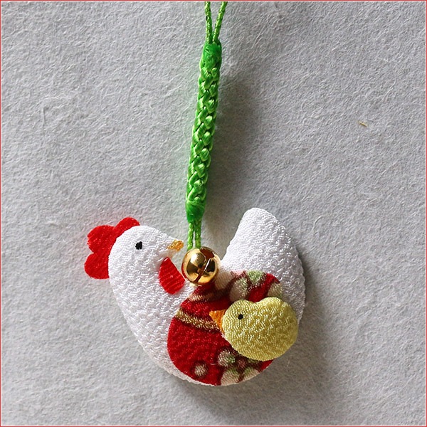 ちりめん根付け 酉親子 