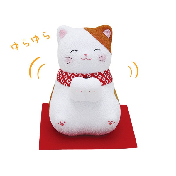 最新作✨手作り額付き作品　title「一陽来福ニャンコ」 ソーラー両手招き福にゃんこ(三毛猫)